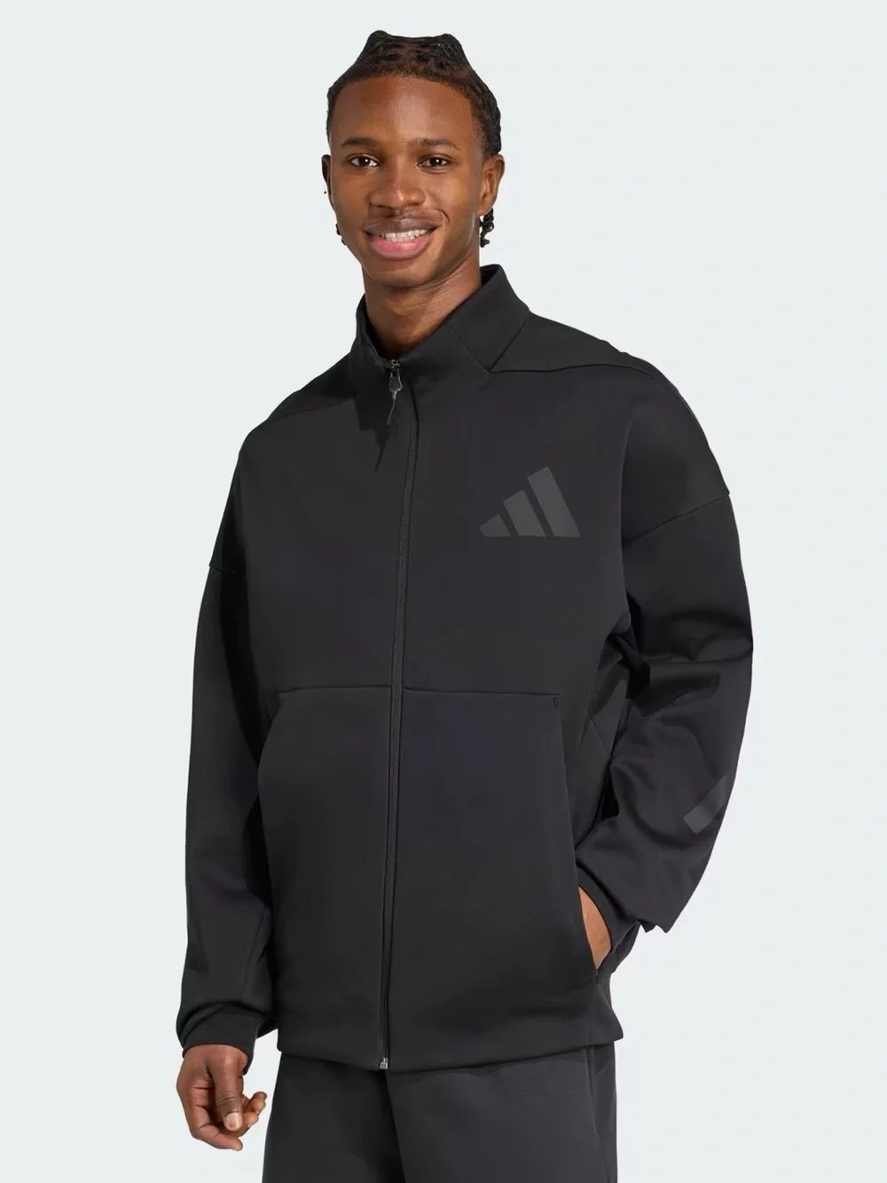 black adidas Z.N.E. Full-Zip Hooded Track Jacket Large